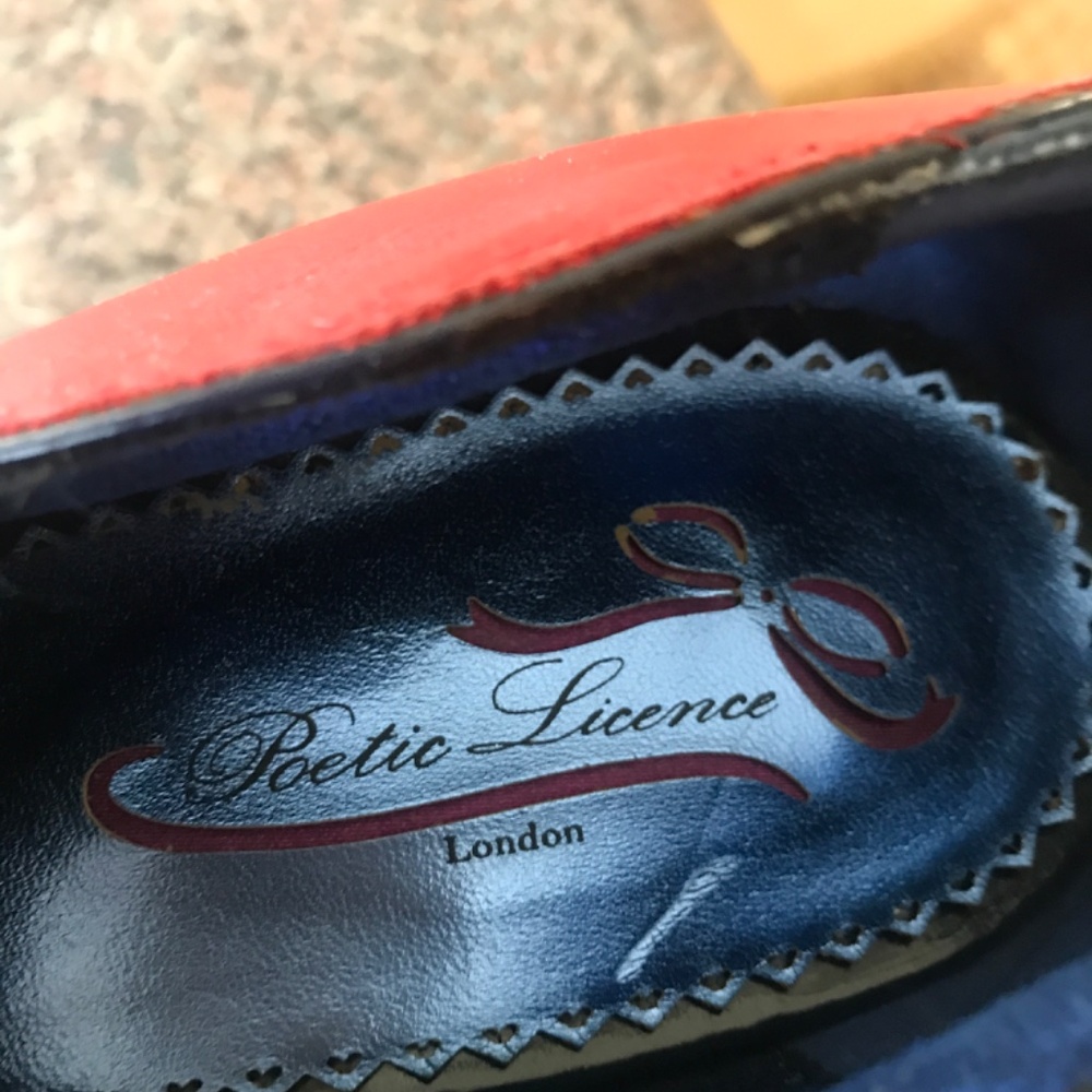 Poetic License London multi color Red  Blue and Brown (41) lace up heeled shoe - Picture 4 of 8